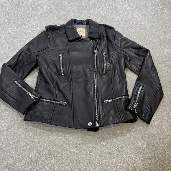 Chaser NWT Lamb Leather Moto Biker Jacket Asymmetrical Zip Black Small Edgy Punk - Picture 5 of 16